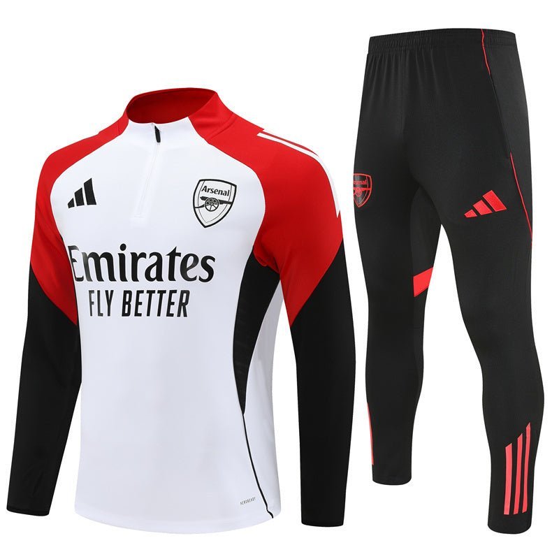 25/26 Arsenal White/Red Tracksuit - Premium Quality Kits at Football Monarch