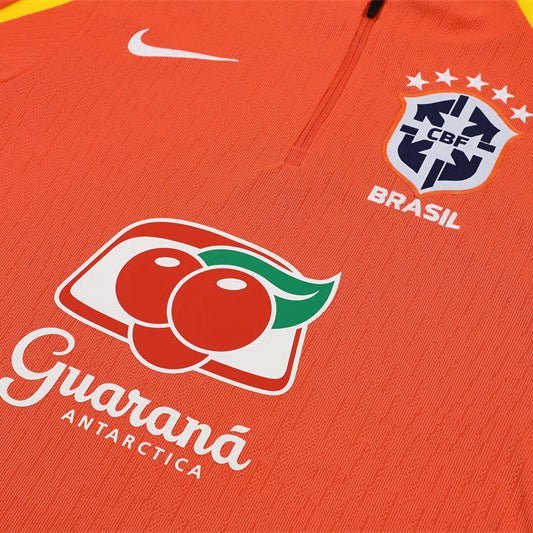 25/26 Brazil Training Orange Tracksuit - Premium Quality Kits at Football Monarch