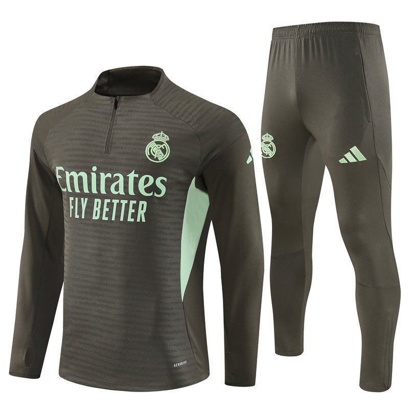 25/26 Real Madrid Training Dark Olive Tracksuit - Premium Quality Kits at Football Monarch