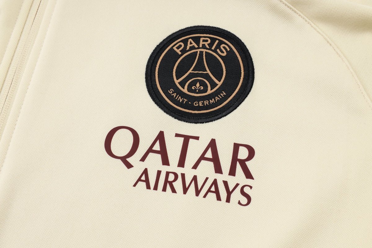 PSG Beige and Dark Blue Premium Tracksuit - Premium Quality Kits at Football Monarch