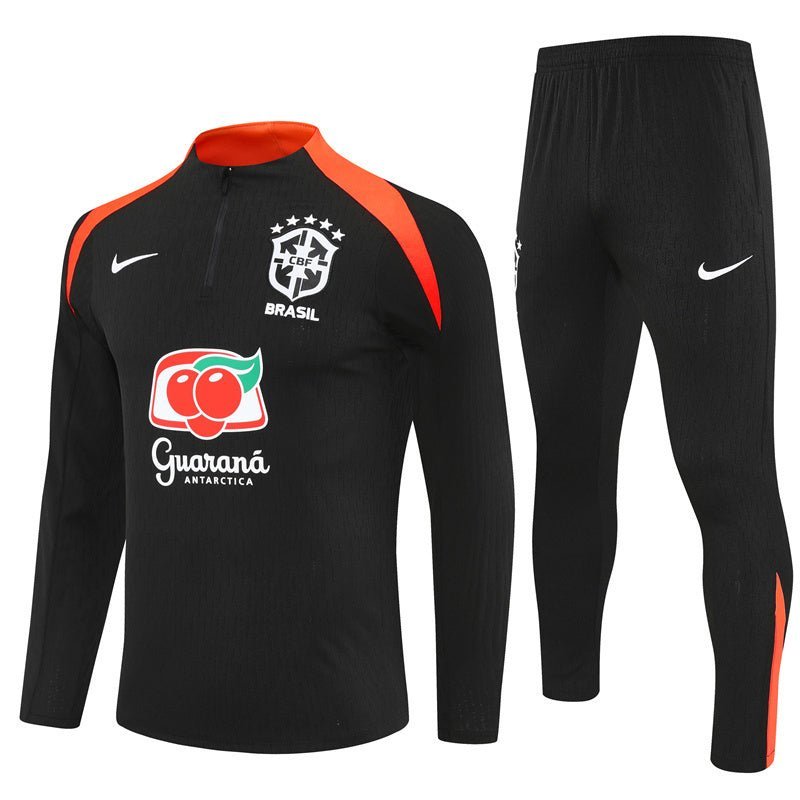 25/26 Brazil Training Black Tracksuit - Premium Quality Kits at Football Monarch