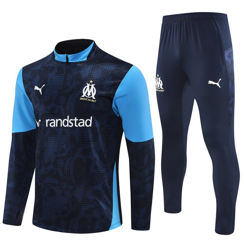 25/26 Marseille Training Navy Blue Tracksuit - Premium Quality Kits at Football Monarch