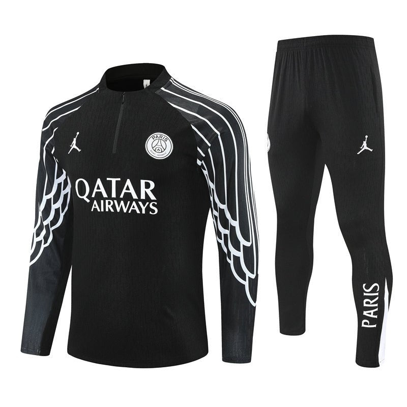 25/26 PSG x Jordan Black Tracksuit - Premium Quality Kits at Football Monarch