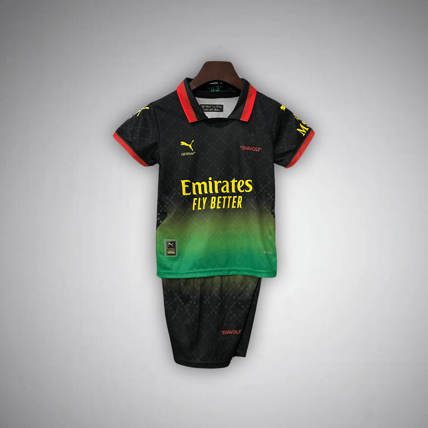 AC Milan x Off - White "Diavoli" Premium Kids Size Kit - Premium Quality Kits at Football Monarch