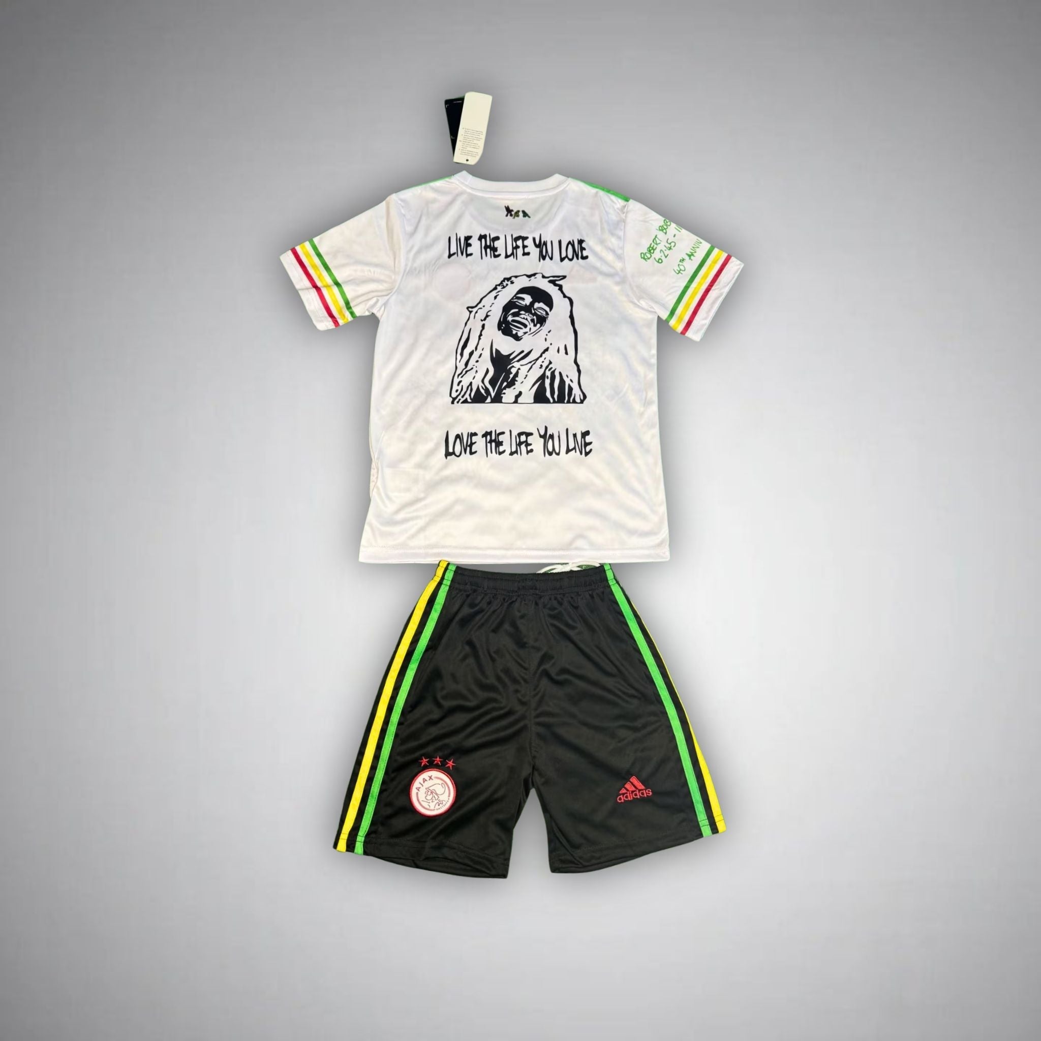 Ajax "Bob Marley" White Premium Kids Size Kit - Premium Quality Kits at Football Monarch