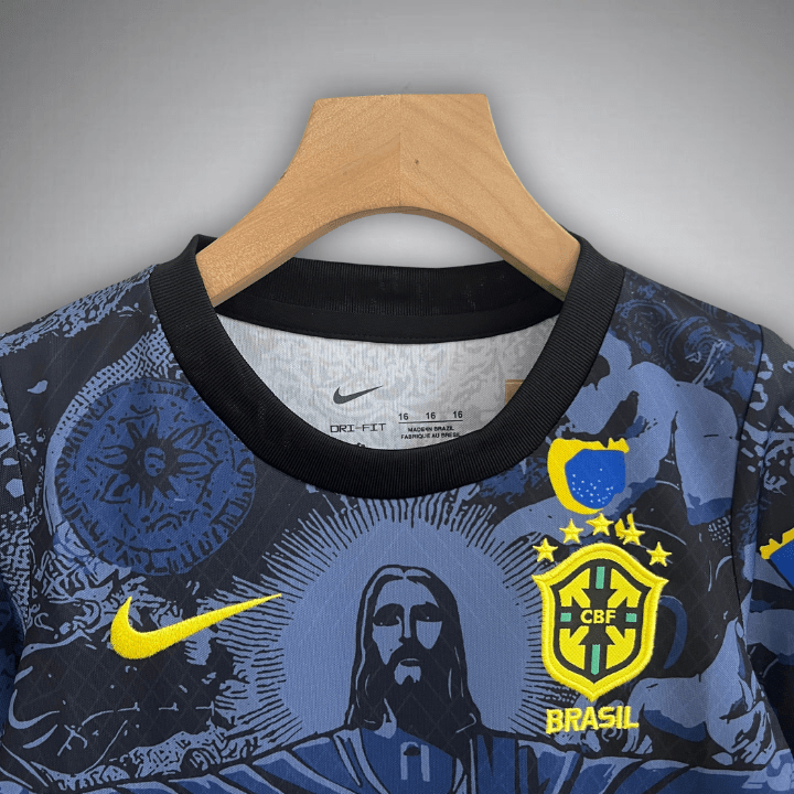 Brazil "Jesus" Premium Blue Kids Size Kit - Premium Quality Kits at Football Monarch
