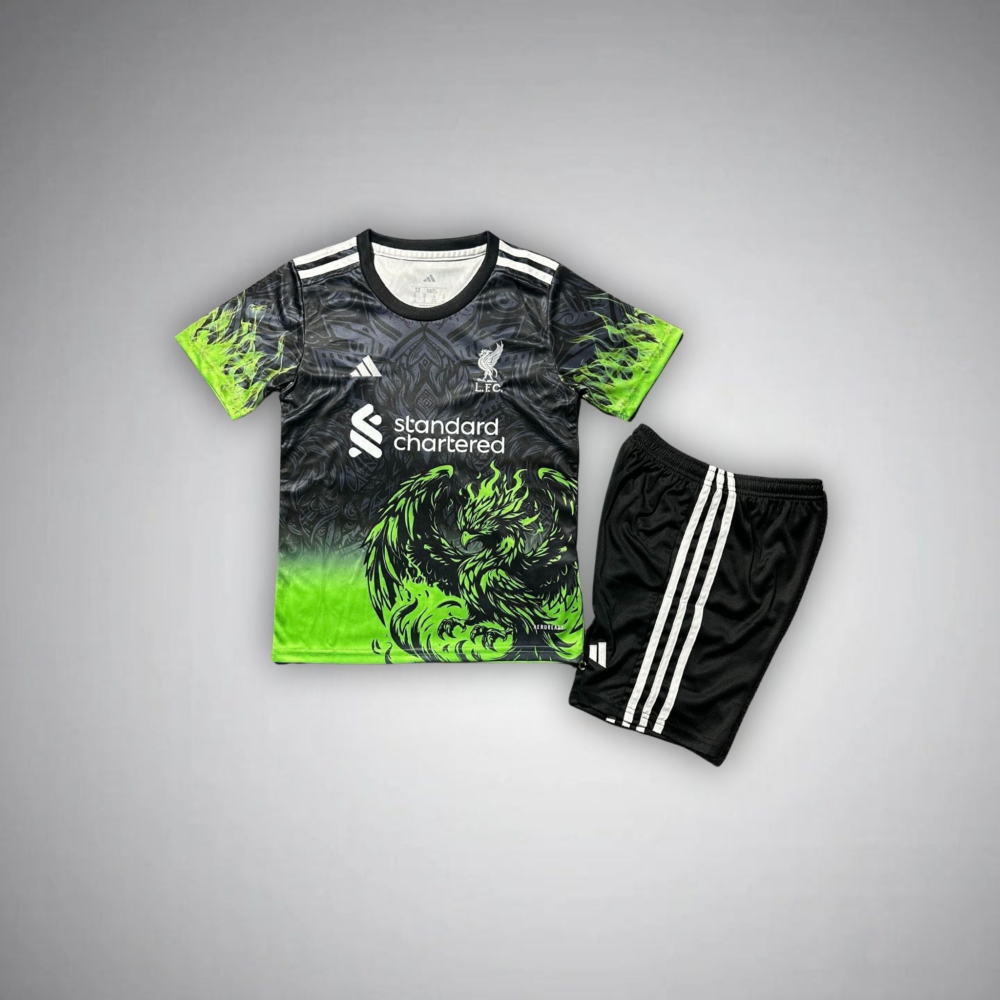 Liverpool "Lime Phoenix" Premium Kids Size Kit - Premium Quality Kits at Football Monarch